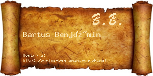 Bartus Benjámin névjegykártya
